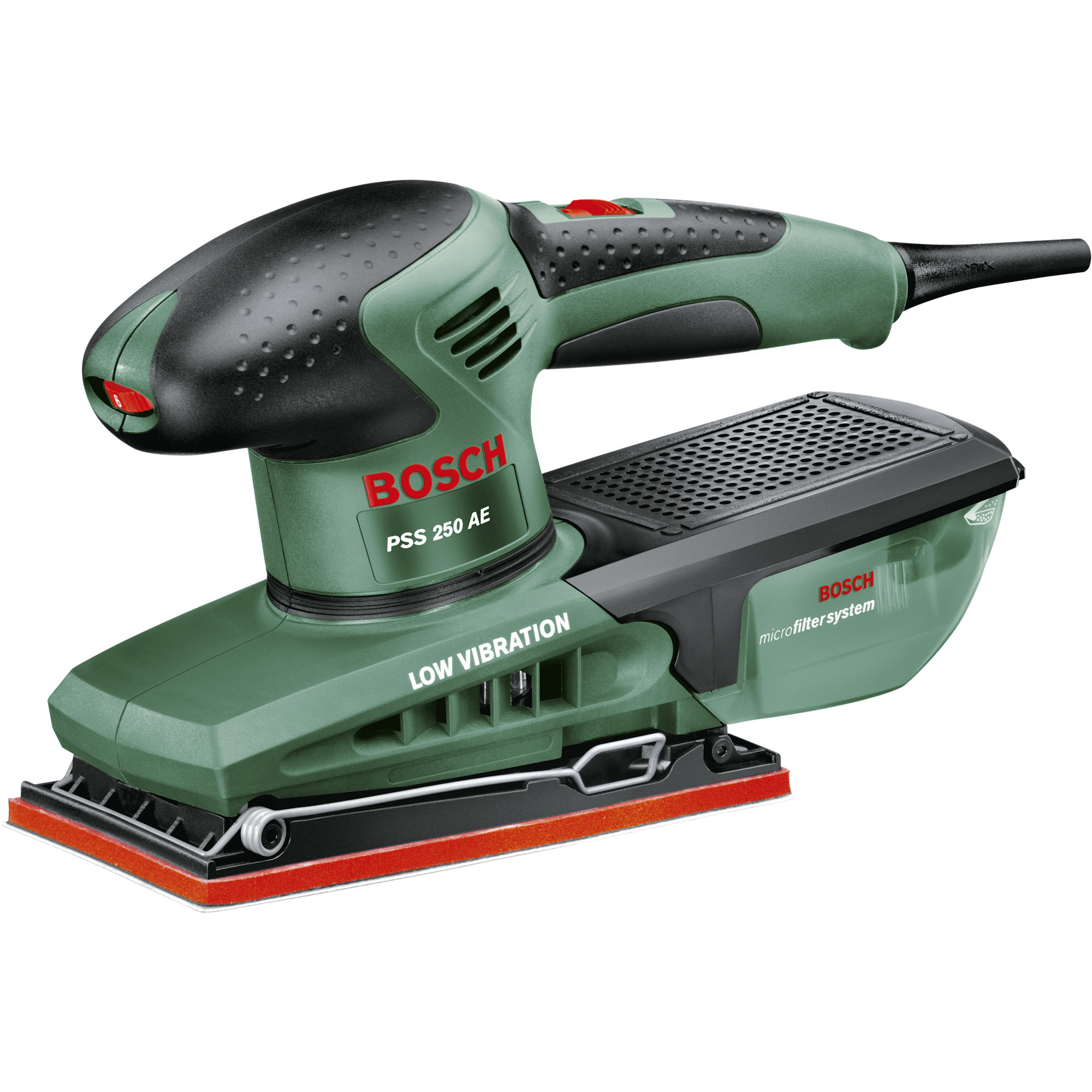 Bosch Schwingschleifer PSS 250 AE grün, 250 Watt, Koffer, 25-teiliges Zubehörset