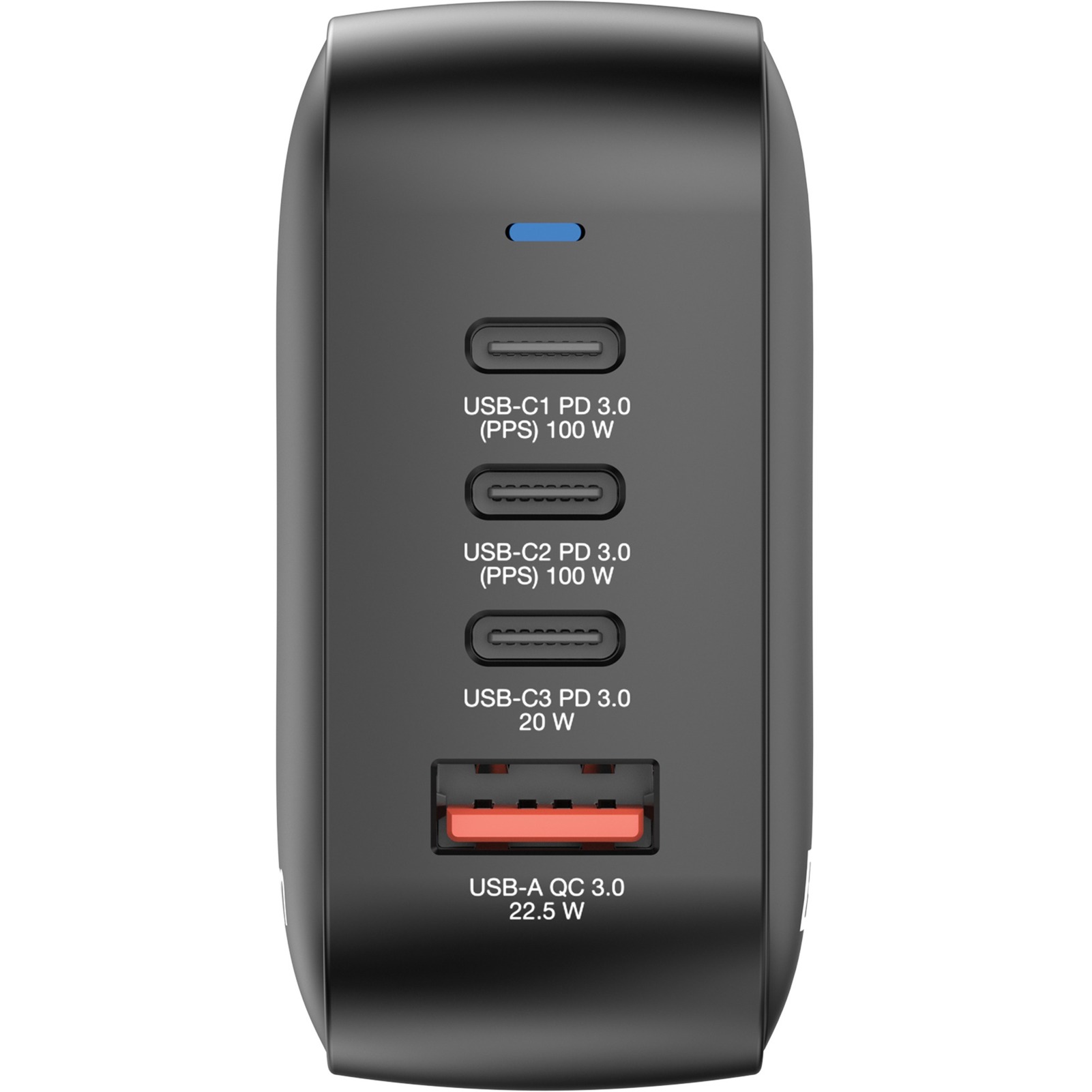 Verbatim Mini-GaN-Ladegerät 100W 4-Port, 1x USB-A , 3x USB-C schwarz, PD 3.0, QC 3.0