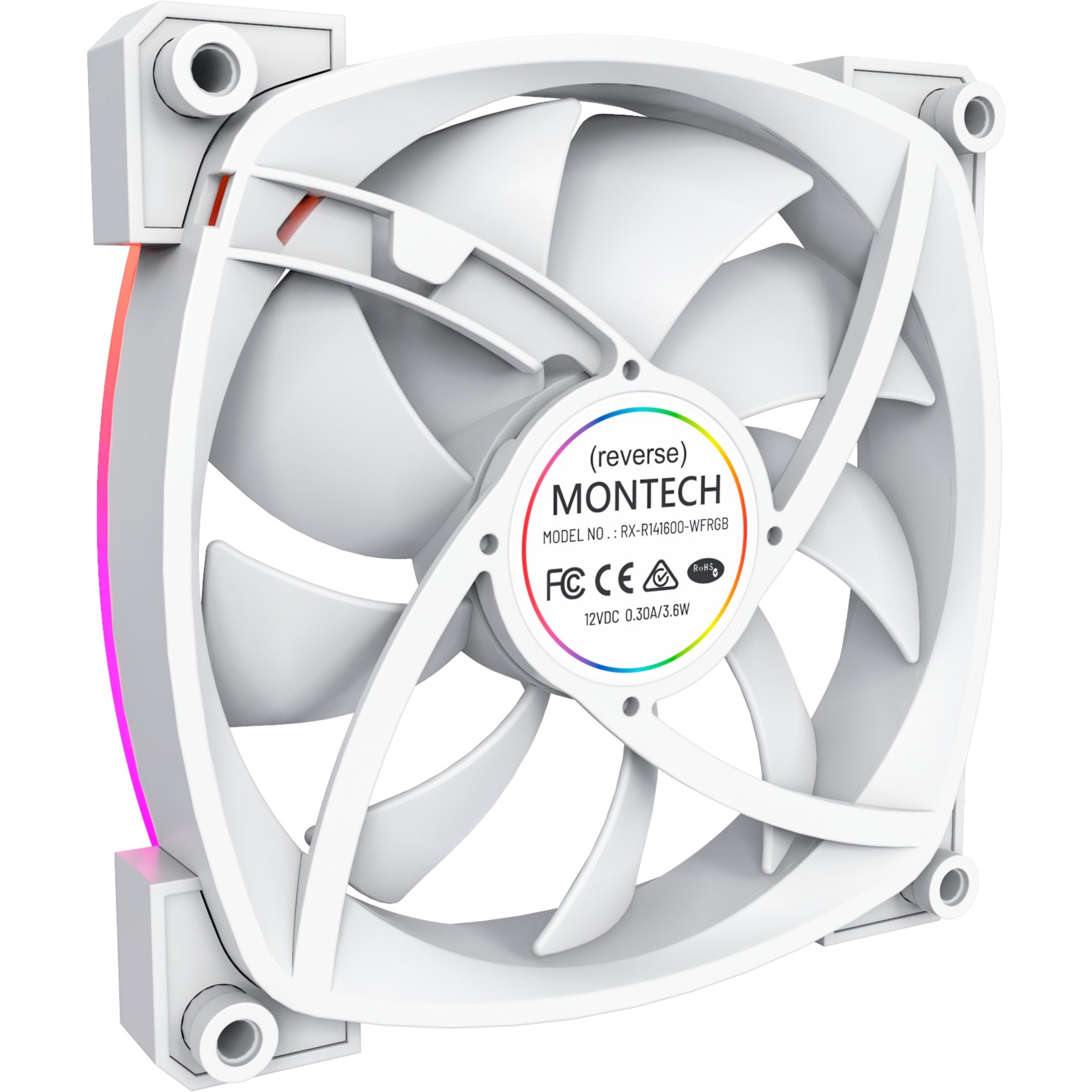 Montech RX140 PWM 140x140x25, Gehäuselüfter weiß, 140 mm