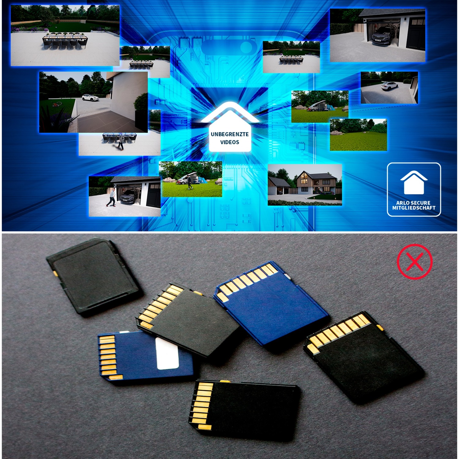 Arlo Pro 5 Spotlight, Überwachungskamera weiß/schwarz, 3er Pack, WLAN, Spotlight, 2K Auflösung