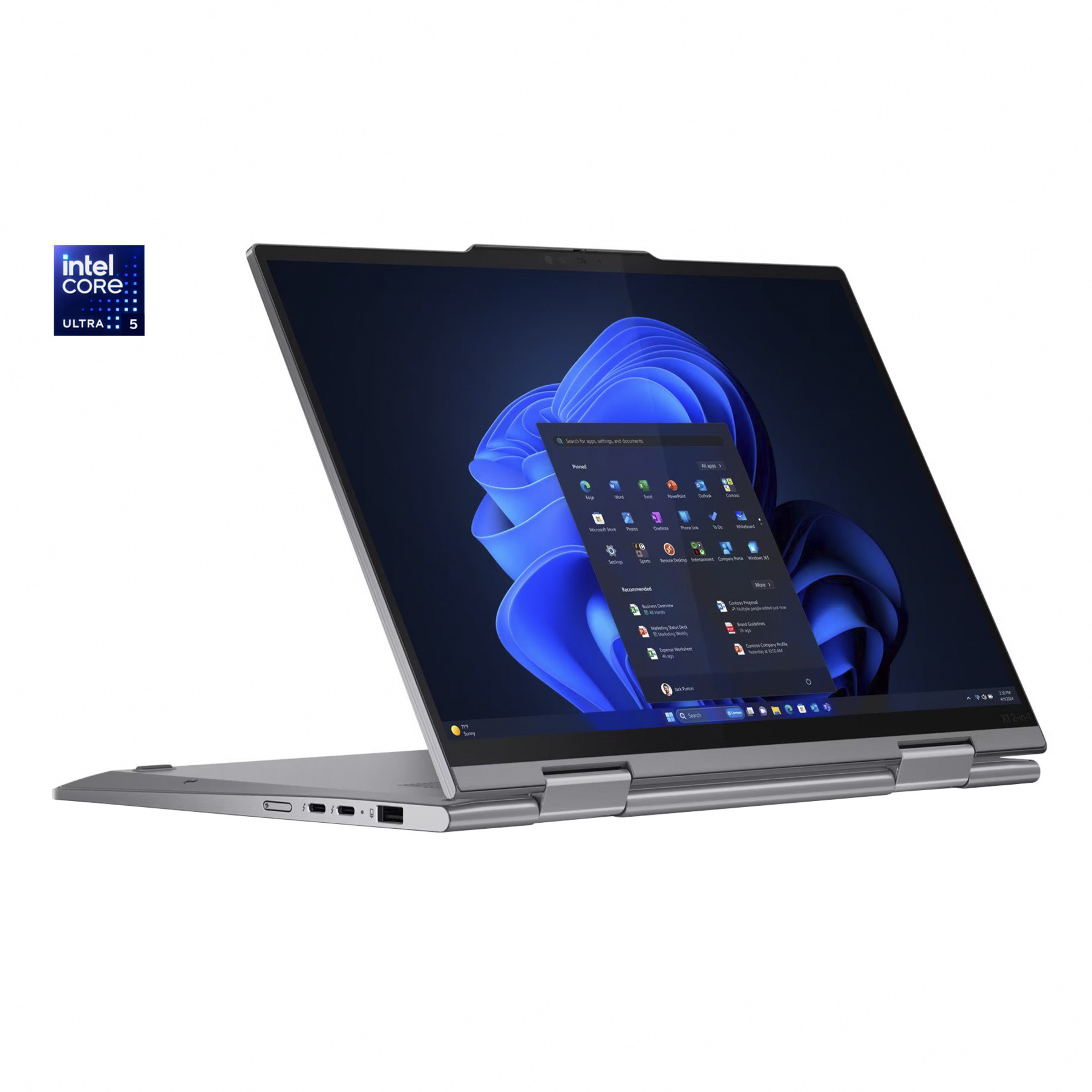 Lenovo ThinkPad X1 2-in-1 G9 (21KE0068GE), Notebook grau, Intel® Core™ Ultra 5 125U, Intel® Graphics, 32 GB LPDDR5X, 1 TB (1 TB SSD), Windows 11 Pro