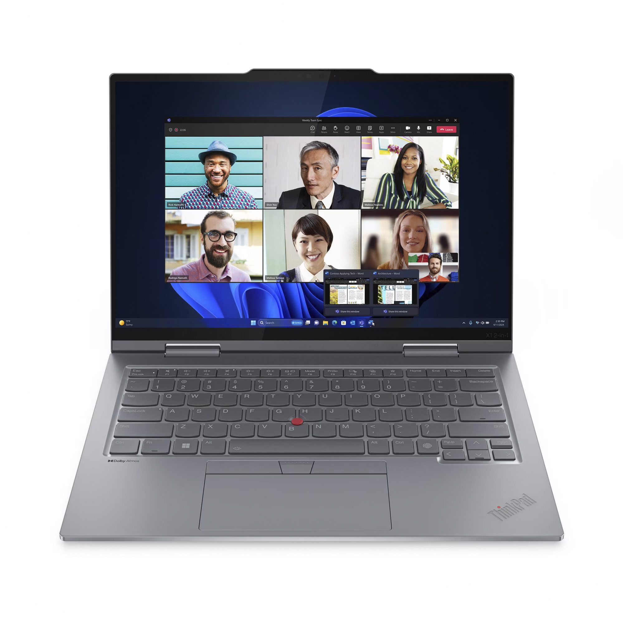 Lenovo ThinkPad X1 2-in-1 G9 (21KE0068GE), Notebook grau, Intel® Core™ Ultra 5 125U, Intel® Graphics, 32 GB LPDDR5X, 1 TB (1 TB SSD), Windows 11 Pro