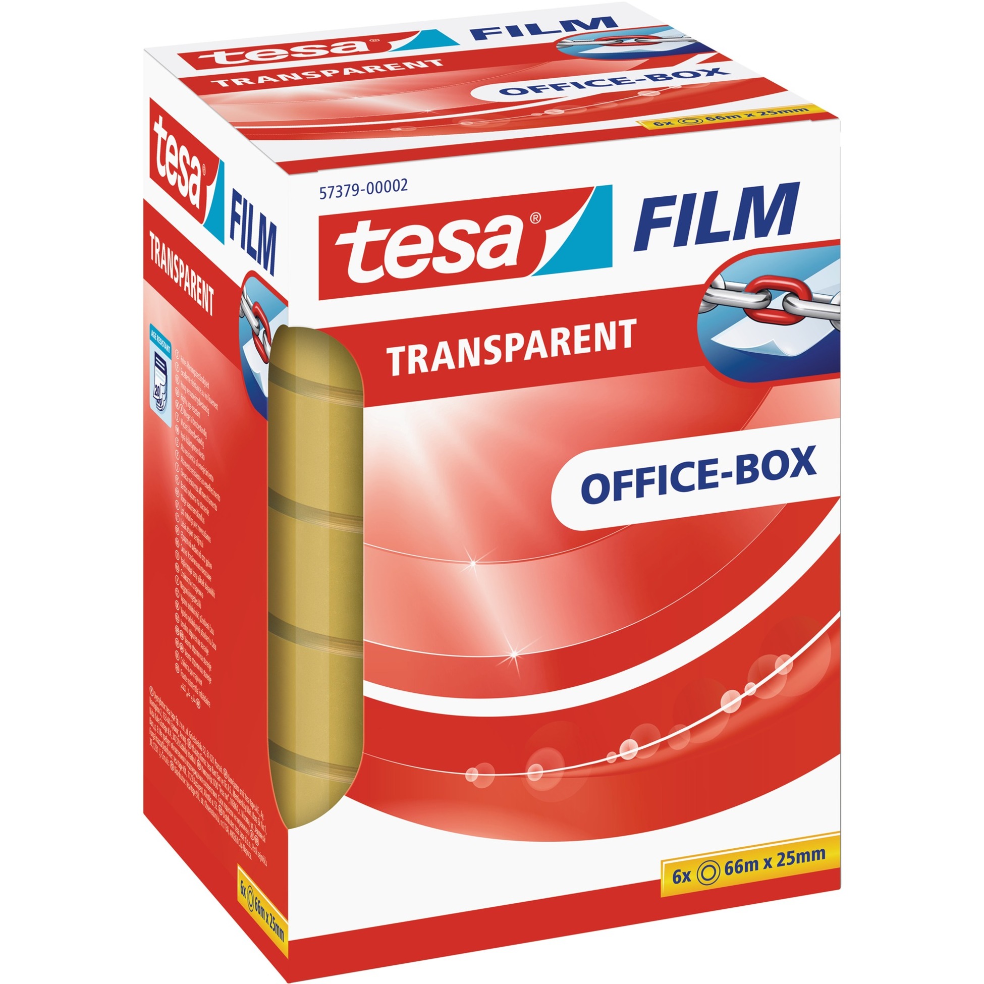 film transparent, 6 Rollen, 25mm, Office Box, Klebeband