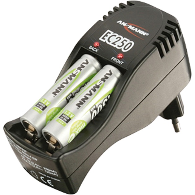 Ansmann SmartEco Set, Ladegerät schwarz, inkl. 4x AA maxE 1101 0004 | Ansmann Akkuladegerät NiCd und NiMH Akku, AA