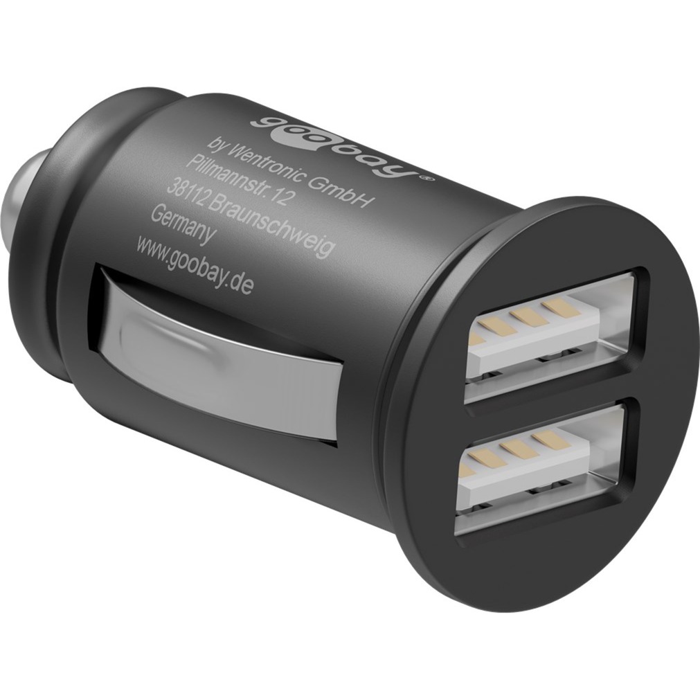 goobay Dual USB Auto Ladegerät mit zwei USB Ports schwarz goobay Dual USB Ladegerät 2,4 A schwarz
