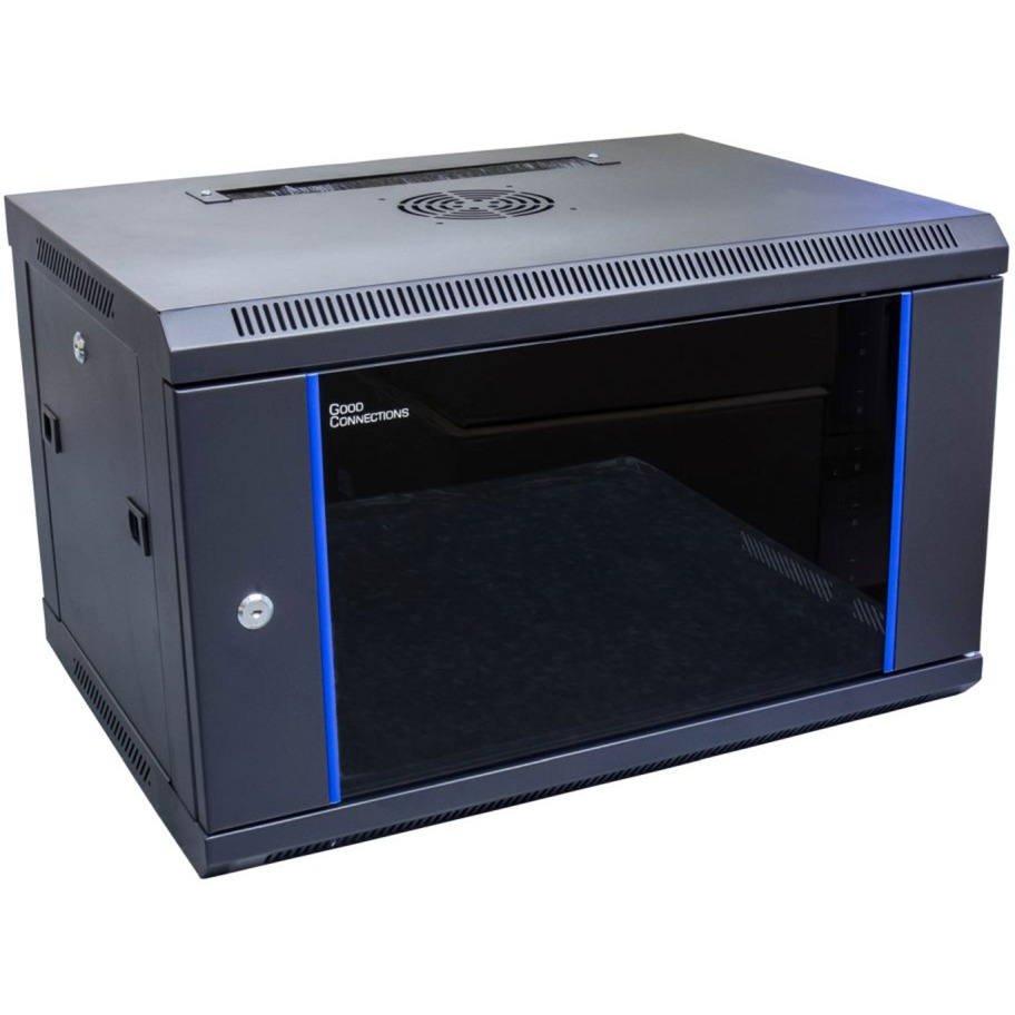 48,26 cm (19") Wandgehäuse, 6HE, tiefschwarz (RAL9005) 600 x 450mm, IT-Schrank