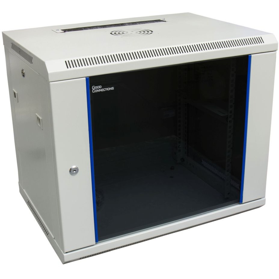 48,26 cm (19") Wandgehäuse, 9HE, lichtgrau (RAL7035) 600 x 450mm, IT-Schrank