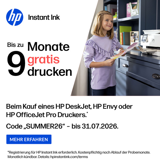 HP Instant Ink – Bis zu 9 Monate Promotion